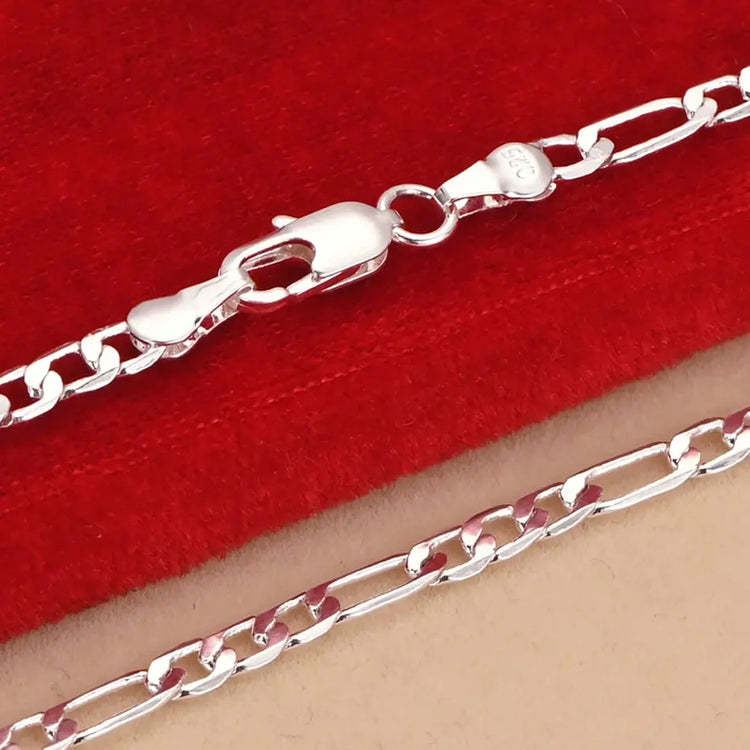 Nobile nuovo arriva 925 sterling silver 4MM catena per uomo donna braccialetto collana set di gioielli signora regali di Natale charms matrimonio platinumshop