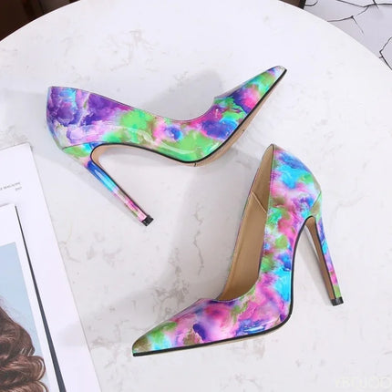 Tacchi alti dimagranti alla moda e sexy di grandi dimensioni Tacchi sottili Bocca poco profonda Punta a punta Tacchi alti di colore di nicchia Scarpe singole