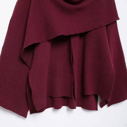 MUJER Cape Coat Women Scarf Collar Ponchos Women 2025 Shawl Long Sleeve Winter Woman Ponchos Cloak Knitted Cardigan for Women