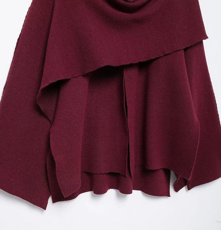 MUJER Cape Coat Women Scarf Collar Ponchos Women 2025 Shawl Long Sleeve Winter Woman Ponchos Cloak Knitted Cardigan for Women