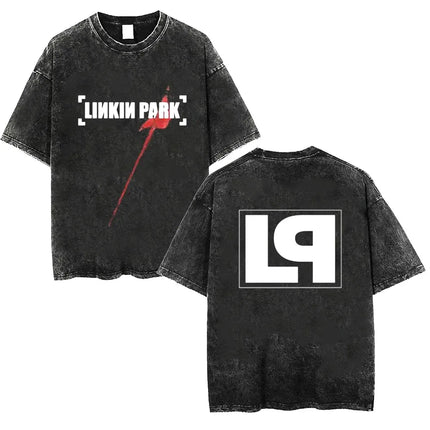 Linkin Meteora 20th Anniversary Park Washed T-Shirt Retro T-Shirt Comfortable Street Top Suitable for Men and Women