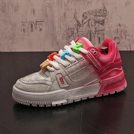 Sneakers Casual Mens Designer Bling Punk Board Shoes Fashion Split Leather Breathable Height Increased Flat Platform Sport Shoes