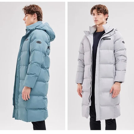 Kelme Long Down Men Winter Jacket Hooded Warm Windproof Couple Camping Equipment Paragraph Down Coat Jacket Women Утепленный