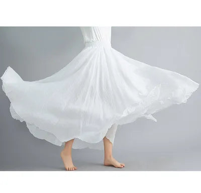 nuove gonne lunghe in cotone di lino da donna 2020 gonne lunghe a pieghe in vita elastica spiaggia Boho gonne estive vintage Faldas Saia