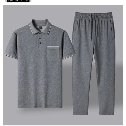 2024 Summer New Comfortable Soft Cotton Fashion Suit Men's Casual Relaxed Breathable Plus Size High Quality Sports Two-Piece Set PlatiNum