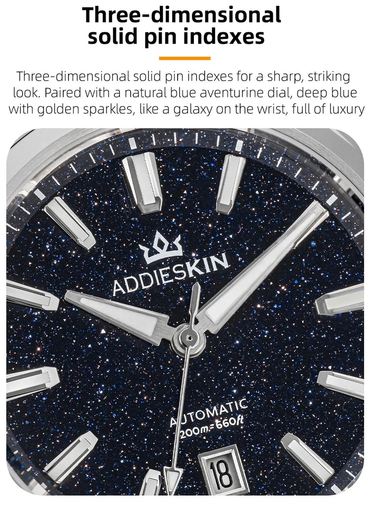 AddiesKIN Men Watch BGW9 Luminous Red Goldstone Dial Sapphire Glass 20Bar Waterproof Japan 9015 K010 Automatic Mechanical Watch