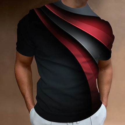 Men's Printed 3D Line T-shirts Fashion Men's T-shirt Street Designer Oversized Short Sleeve T-shirt Daily Casual Sportswear