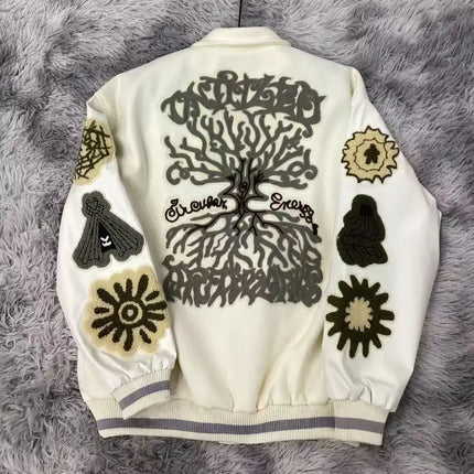 American Style Baseball Jacket Men's Loose Fit Casual Fashion Embroidery Unisex Coat Street High Street Hip Hop Trendy