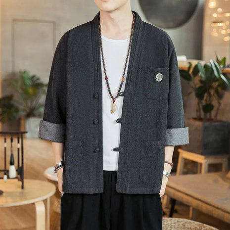 Camicia stile giapponese Kimono Haori Samurai Vestaglie Abito Cinese Hanfu Cardigan Giacche Retro Top Moda Cappotti di jeans Camicetta casual