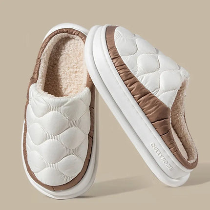 Evshine Women's Winter Furry Slippers Soft Thick Sole Indoor Plush Slides Waterproof Fluffy Shoes Warm Fur House Cotton Slippers