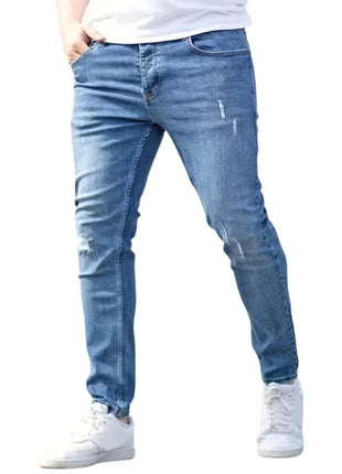Men's Jeans Stretch Slim Fit Trousers Streetwear Classical Casual Pants Skinny Zipper Denim Designer Clothes Black Blue PlatiNum
