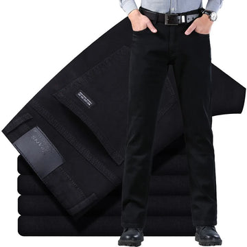 Spring Autumn Vintage Black Business Jeans Men Casual Straight Stretch Classic Work Denim Trousers Korean Comfortable Brand Pant