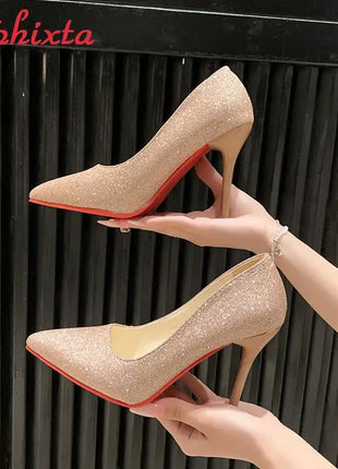 Aphixta Oro Argento Nero Décolleté con tacco alto a spillo da 3,54 pollici Décolleté da donna per tutte le stagioni Scarpe da festa con punta a punta di grandi dimensioni 49 50 platinumshop