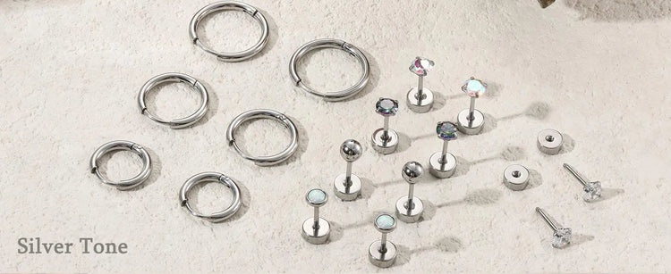 Set di 6 Paia di Orecchini per Piercing Multipli, Piccoli Orecchini a Cerchio, Orecchini a Perno con Zirconi, Opale e Perla per Donne platinumshop