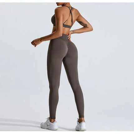 Seamless Women Solid Color High Waist Yoga Pants Sexy Hip-lifting Tight Sports Pants Women Push Up Fitness Workout Yoga Leggings PlatiNum