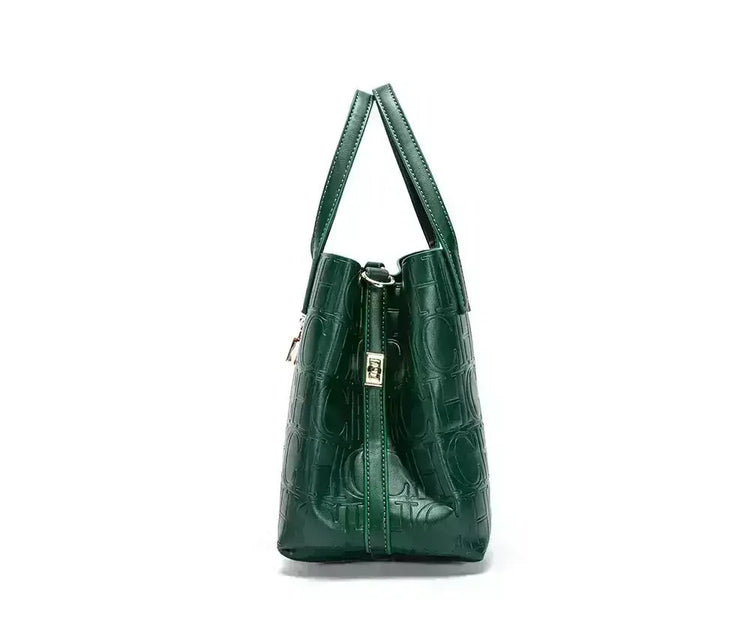 CH Large Capacity Handbag Luxury Brand Temperament Letter Print with Lock Design 2025 Trendy Women's Crossbody Bag PlatiNum