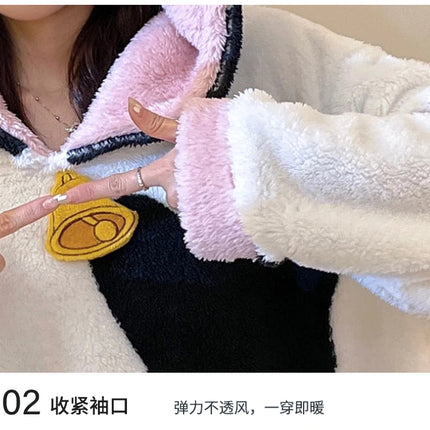 Women Onesie Kigurumis Cow Pajamas Adult Female Winter Sleepwear Zipper Hooded  Jumpsuits Thick Soft Warm Fleece Pijama Mujer