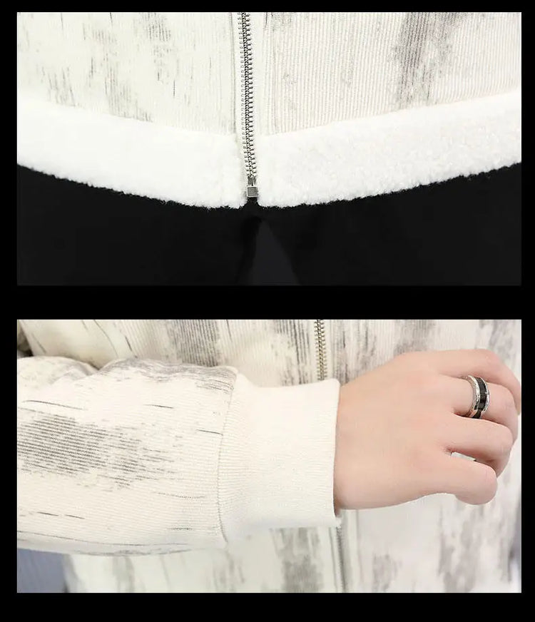 2024 Winter Woolen Motorcycle Jacket Men Thickened Velvet Casual Business Wool Blends Coat Hip Hop Social Streetwear Overcoat