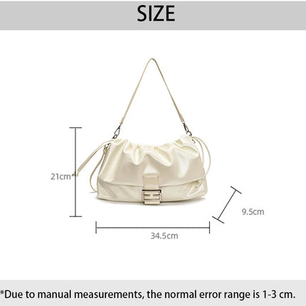 Women's Large Capacity Casual Single Shoulder Bag Soft Leather Cloud Pleated Drawstring Tote Bag Fashion Versatile Underarm Bag