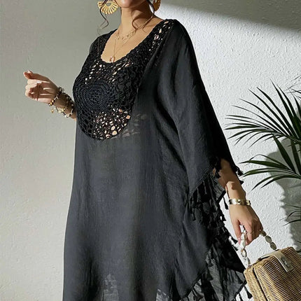 Abito Copricostume Estivo da Donna con Scollo Quadrato, Protezione Solare, Vestibilità Ampia, Traforato, per Spiaggia e Vacanze platinumshop