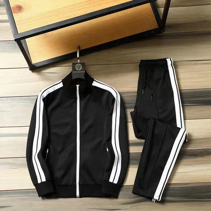European and American new leisure sports suit men and women high-end fashion space cotton cardigan fashion two-piece large size PlatiNum