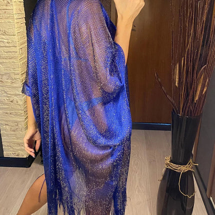 Nappa Oro Bikini Cover Up Abito da spiaggia sexy Tuniche per le donne Beachwear Nuova estate Vedere attraverso il costume da bagno Cover-up Caftano platinumshop