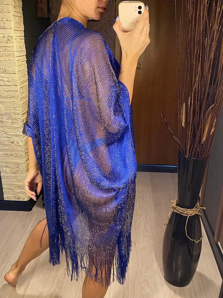 Nappa Oro Bikini Cover Up Abito da spiaggia sexy Tuniche per le donne Beachwear Nuova estate Vedere attraverso il costume da bagno Cover-up Caftano platinumshop