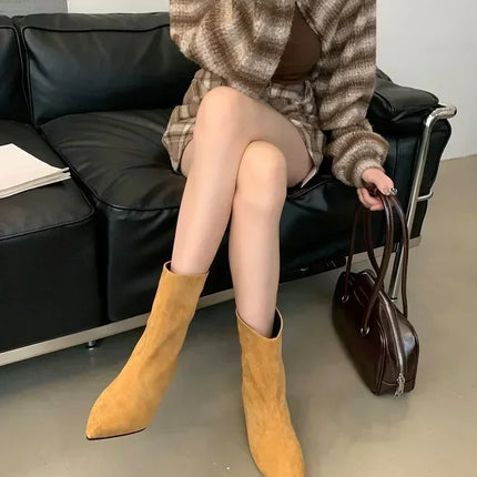 New Vintage Pointed Toe Women Ankle Boots Designer Thin Low Heel Short Boots Modern Botas Autumn Winter Fashion Zapatos De Mujer