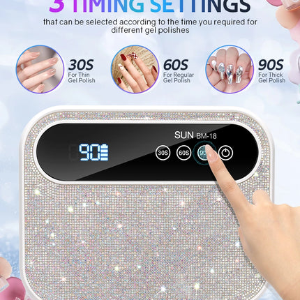 168W Rechargeable UV LED Nail Lamp Professional Dryer Cordless Gel Polish Drying Lamp For Manicure