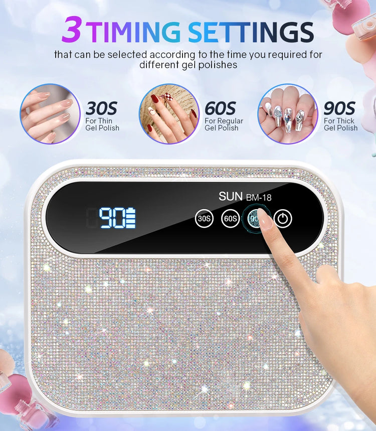 168W Rechargeable UV LED Nail Lamp Professional Dryer Cordless Gel Polish Drying Lamp For Manicure