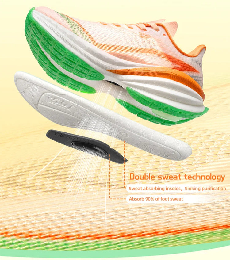 ONEMIX YUE SHUANG Scarpe da corsa estive da uomo Design leggero Asciugatura rapida Maratona Supporto per l'assorbimento degli urti Sneakers da uomo PlatiNum
