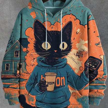 2026 Men's Hoodies Funny Cat Dinosaur UFO Art 3D Printed Cartoon Sweatshirt Men Women Tracksuit Oversized Casual Street Y2k Coat