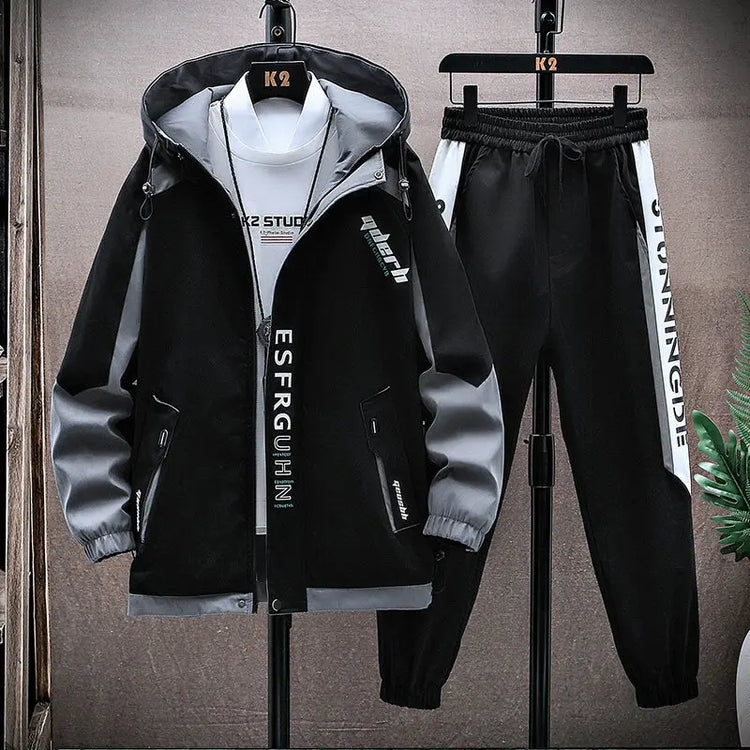 Casual Hooded Jackets And Pants Tracksuit Men's Clothing Sets 2026 Spring Autumn Youth Outdoor Sportswear 2 Pieces Coats Top Set