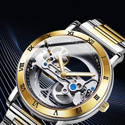 AKDPN Men's Watches Automatic Mechanical Stainless Steel Men's Wrist Watch Skeleton Automatic Watches for Man Watch Montre Homme