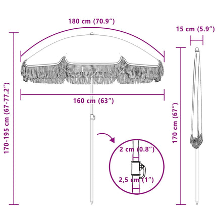 Ombrellone da Spiaggia Inclinabile 160x160cm in Poliestere e Acciaio, Portatile, Regolabile, Anti-UV per Giardino e Terrazza