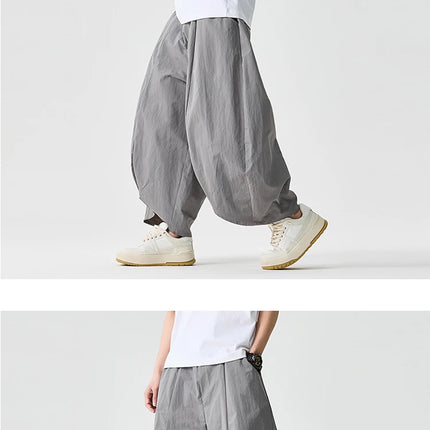 2026 Pantaloni estivi a gamba larga Vendite da uomo Pantaloni casual Stili giapponesi Samurai Costume Harun Pantaloni da uomo Pantaloni lanterna Pantaloni sportivi