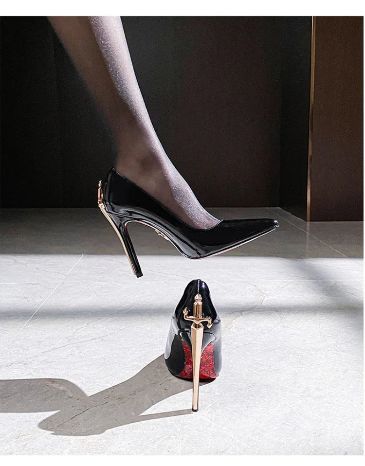Scarpe da Donna di Lusso con Decorazioni Metalliche, Tacco Alto a Punta, Eleganti Scarpe Casual Francesi, Zapatos Mujer platinumshop