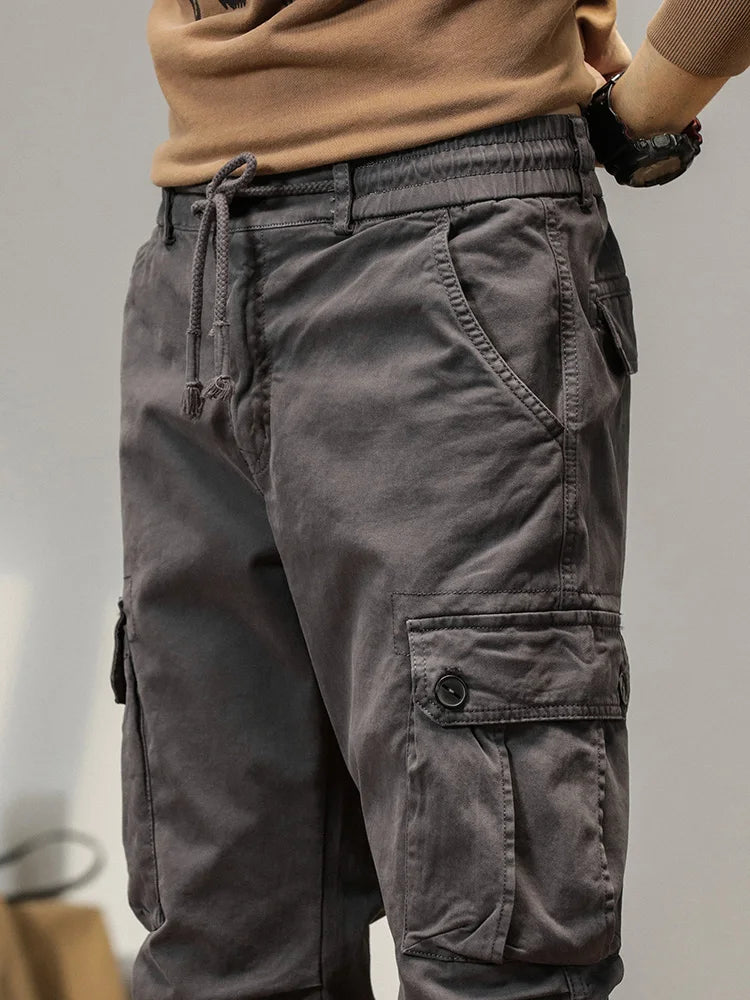 2023 New Multi-Pockets Spring Summer Cargo Pants Men Streetwear Zipper Leg Skinny Work Joggers Cotton Casual Tactical Trousers
