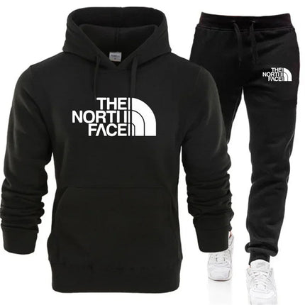 2025 Men's Autumn/Winter Fashion Printed Casual Two Piece Hooded Sports Shirt and Pocket Pants Regular Fit Outdoor Sports Set PlatiNum