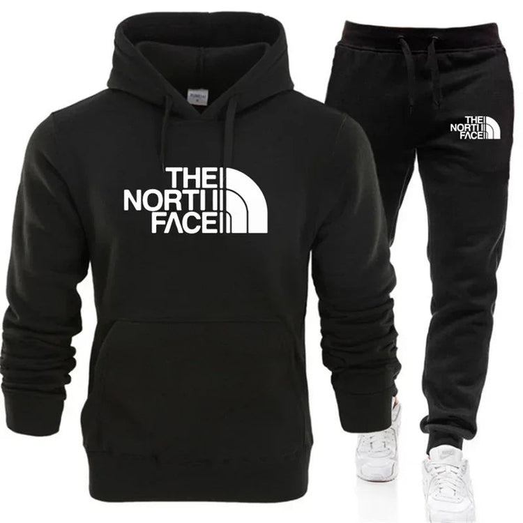 2025 Men's Autumn/Winter Fashion Printed Casual Two Piece Hooded Sports Shirt and Pocket Pants Regular Fit Outdoor Sports Set PlatiNum