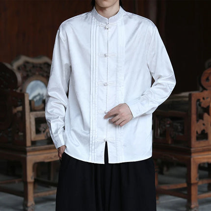 Camicie con stampa Abito tradizionale cinese Tang Camicie comode e traspiranti retrò Kung Fu Tai Chi Camicette casual Abbigliamento da uomo