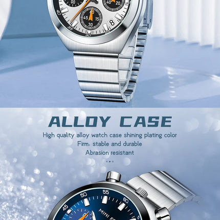 MINI FOCUS Orologio al quarzo verde argento per donna Orologio da polso cronografo con cinturino in acciaio inossidabile moda con lancette luminose Data 0491 platinumshop