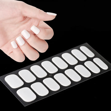 1Sheet Cured Gel Nail Strips Sticker Long-Lasting Nail Polish Strips Wraps Full Cover Gel Nail Art Stickers UV/LED Lamp Required