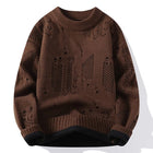 Autumn Winter Fashion Hole Knit Sweater Men O-Neck Solid Color Youthful Vitality Casual Knitted Pullovers Man Streetwear Sweater