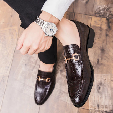 Scarpe Casual in Pelle da Uomo, Mocassini di Design con Fibbia Metallica, Scarpe Eleganti da Uomo per Affari, Nuove Scarpe di Lusso in Pelle