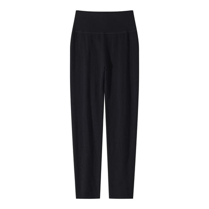 100% fine spun wool knitted pants for women, soft and comfortable thin wool leggings, slim fit solid color leggings PlatiNum