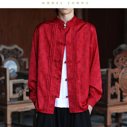 Camicie con stampa Abito tradizionale cinese Tang Camicie comode e traspiranti retrò Kung Fu Tai Chi Camicette casual Abbigliamento da uomo
