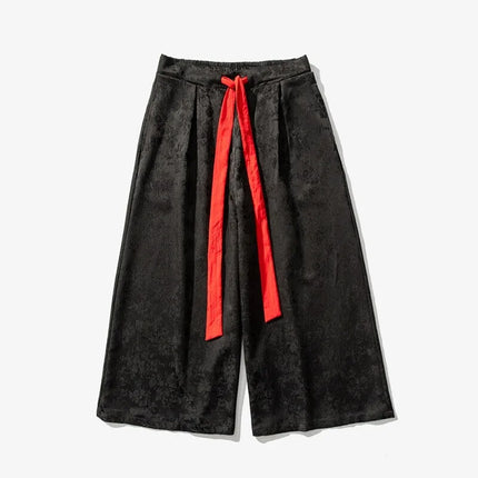 Pantaloni da uomo Kimono allentato Samurai Pantaloni con stampa floreale scura Stile giapponese Pantaloni larghi casual alla moda comodi Taglie forti 3XL