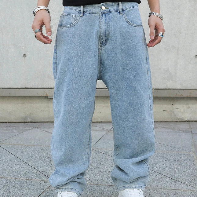 Spring Autumn Men Baggy Jeans Oversize Straight Loose Casual Denim Trousers Solid Color Streetwear Fashion Y2k Wide Leg Pants PlatiNum