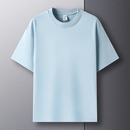 Men's Summer 100% Pure Cotton Short Sleeve Crew Neck Fashion Style Half Sleeve Breathable Top T-shirt Short Sleeve